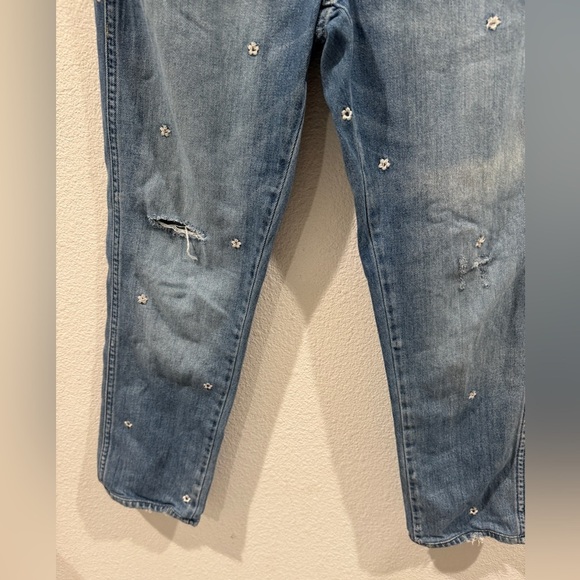 NWT AMO Tomboy Crop Loose Fit Relaxed Rise Vintage Embroidered Floral Jeans 26 - Picture 7 of 16